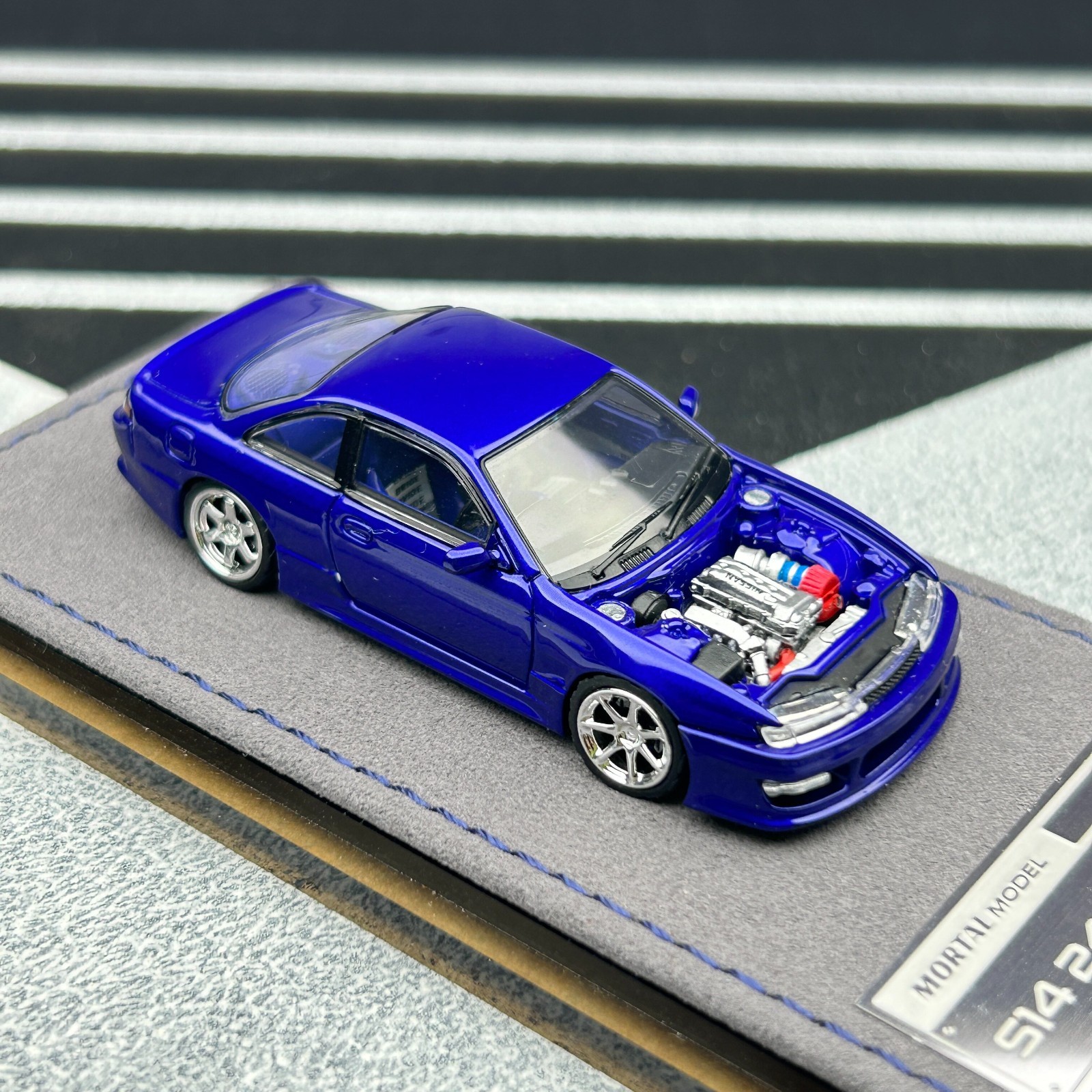 Mortal 1/64 Nissan Lang Silvia S14 240SX Kouki Blue Diecast Car Model