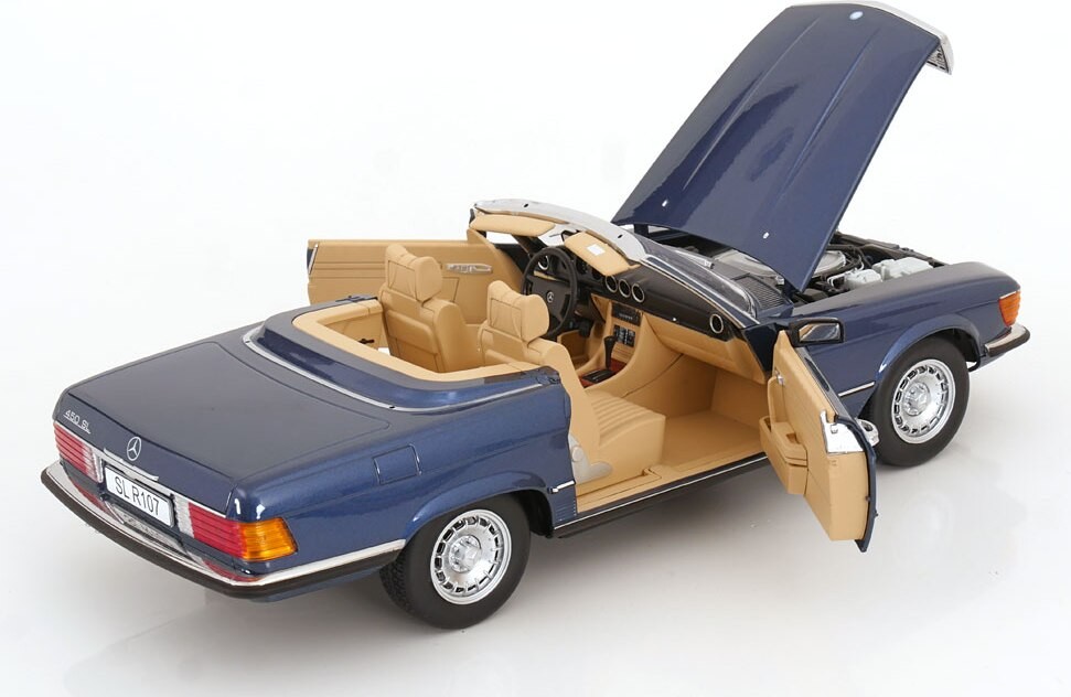 1985 Mercedes 450 SL R107 Blue Metallic in 1:12 scale w/Removable Soft Top