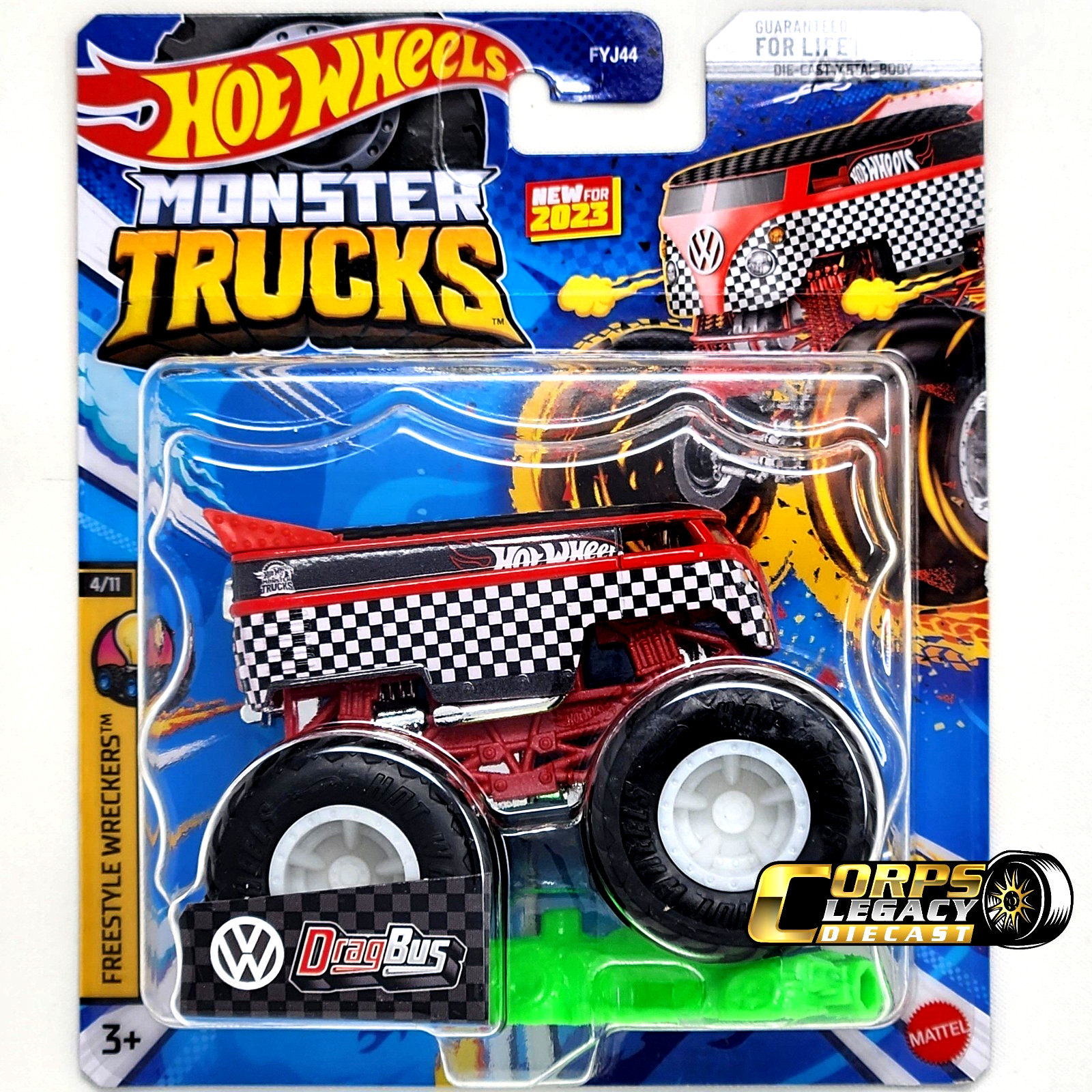 Hot Wheels Monster Trucks VW Volkswagen Drag Bus 2023 1:64 Freestyle Wreckers