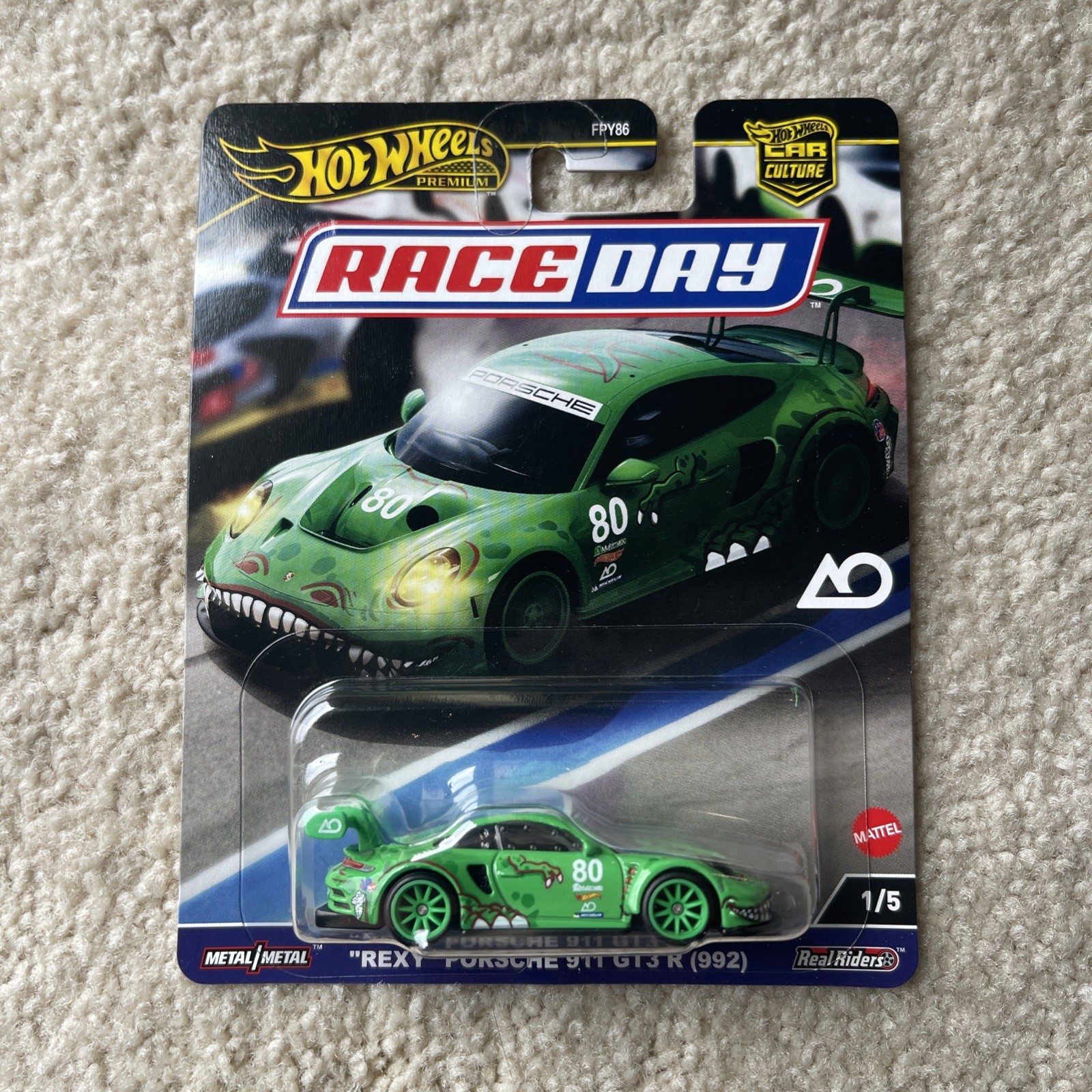 Hot Wheels Car Culture Race Day Rexy Porsche 911 GT3 R (992) Green 1:64 Unopened