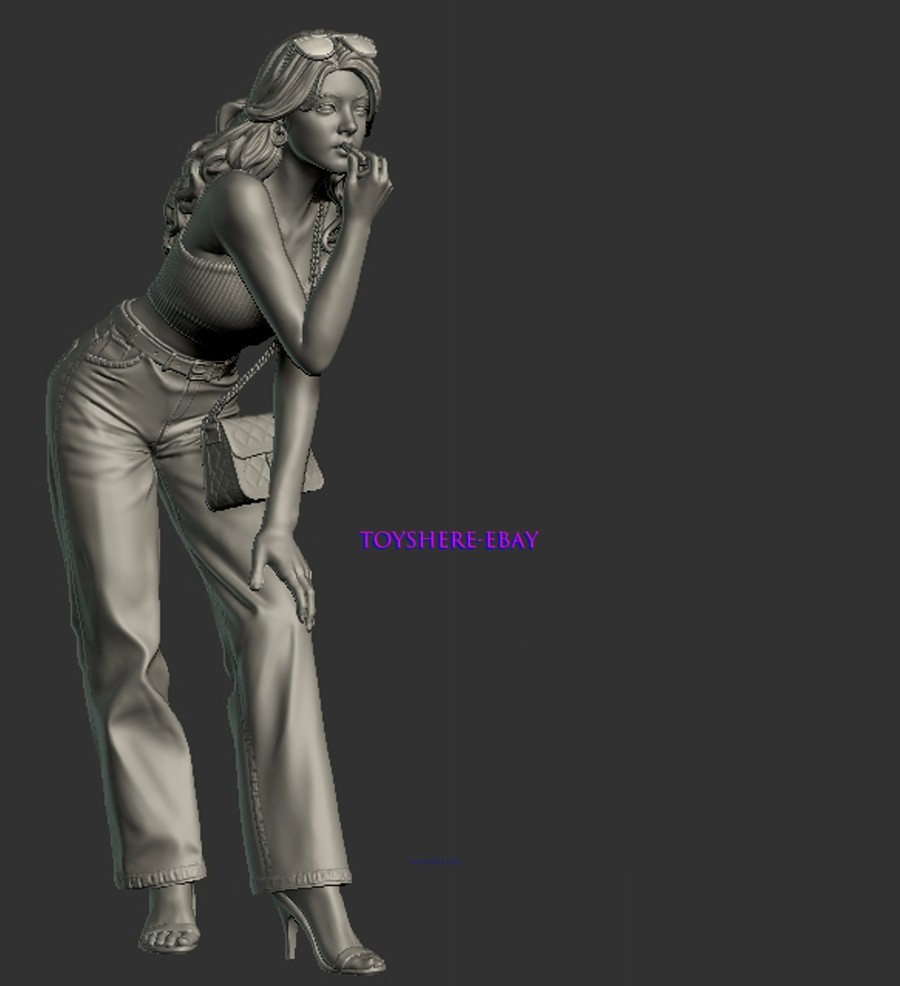 1/87 1/64 1/43 Unpainted Figurine A Stylish Woman Applying Lipstick to CAR Mirro