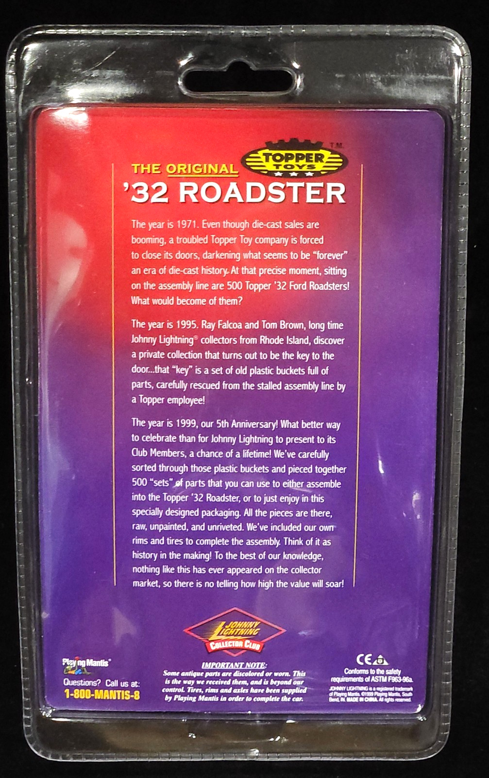 Johnny Lightning 32 1932 Ford Roadster Topper Toys Collector Club Car RARE 1/500