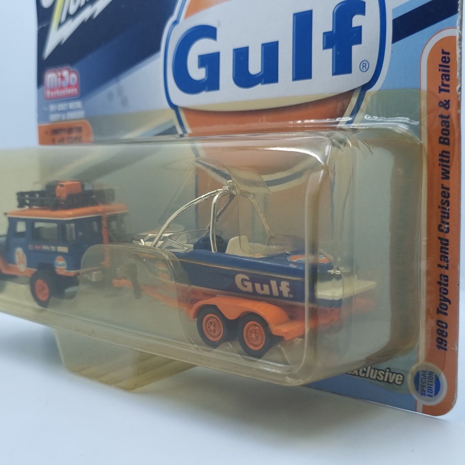 JOHNNY LIGHTNING MIJO 1980 TOYOTA LAND CRUISER FJ40 GULF BOAT & TRAILER OFF ROAD