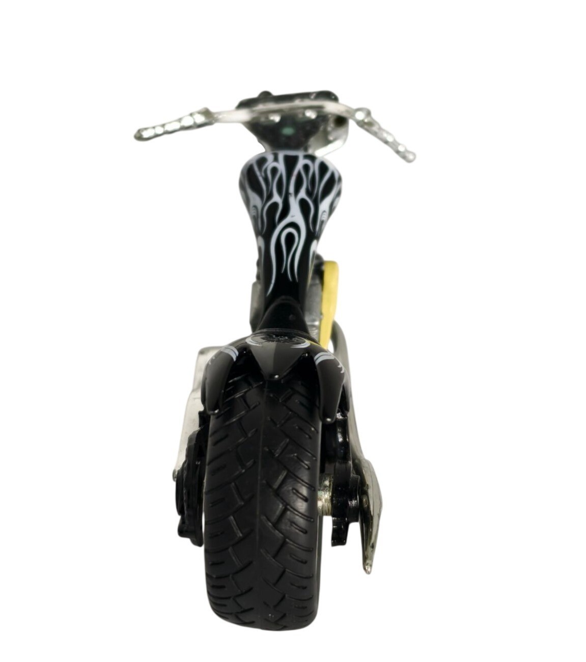 Iron Chopper Motorcycle Die-Cast Model Custom Black Chrome 6″Flame Details Toy
