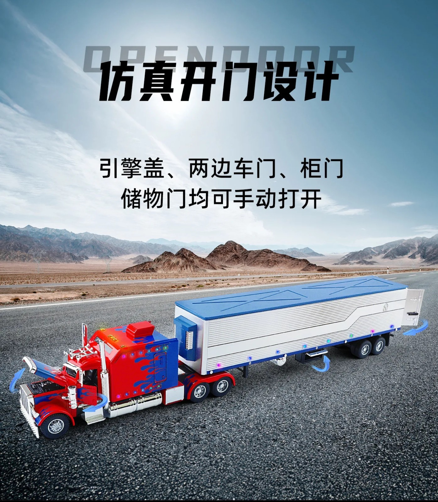 1:24 Diecast Vehicle for Peterbilt Heavy Truck 389 Model Truck Toy Sound Light