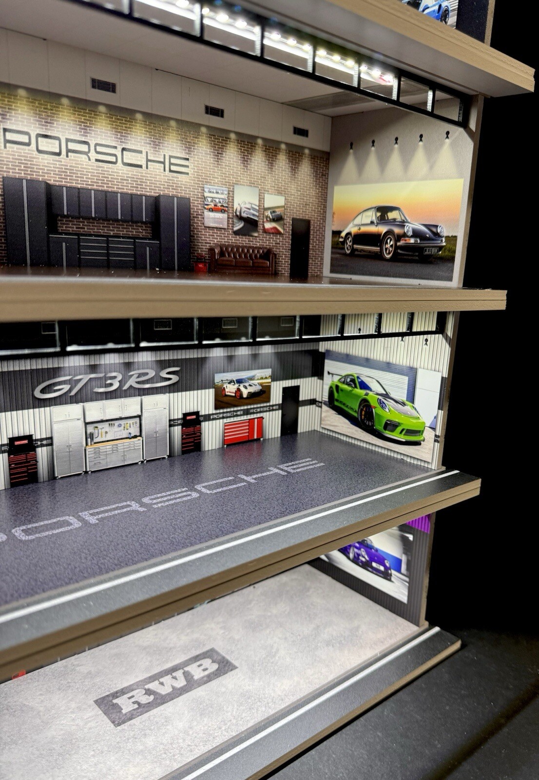 The Ultimate Porsche Diorama! For Hot Wheels 1:64 Models LED Lighting 5 LEVELS!