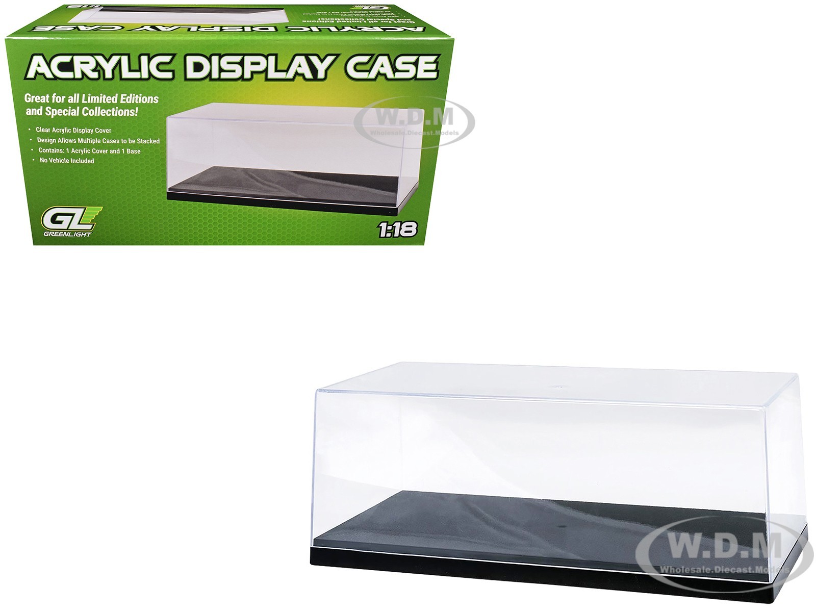 ACRYLIC DISPLAY CASE W/BLACK BASE (REPLACES GL 55020) 1/18 BY GREENLIGHT 55028
