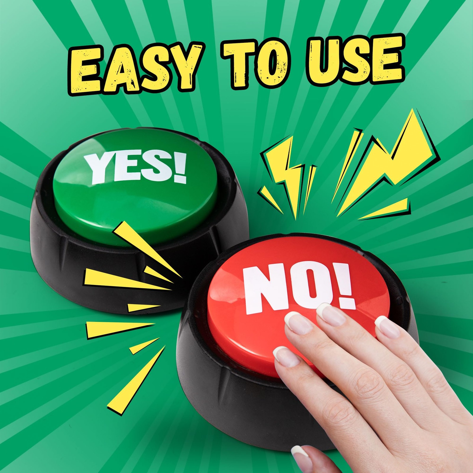 Yes Button and No Button with Sound 2 Pack Buzzers for Trivia Games and Famil…