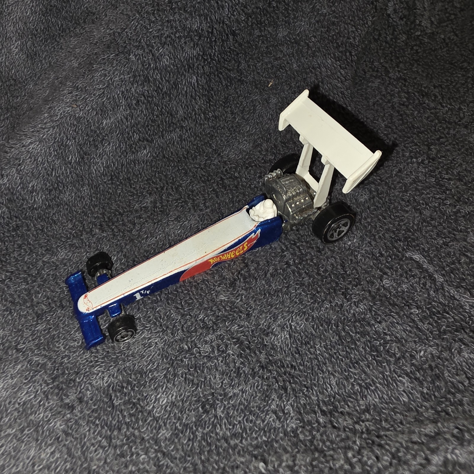 Hot Wheels Blue Race Team Dragster 1T/F w/5 Spoke Wheels Blue 1992 Malaysia