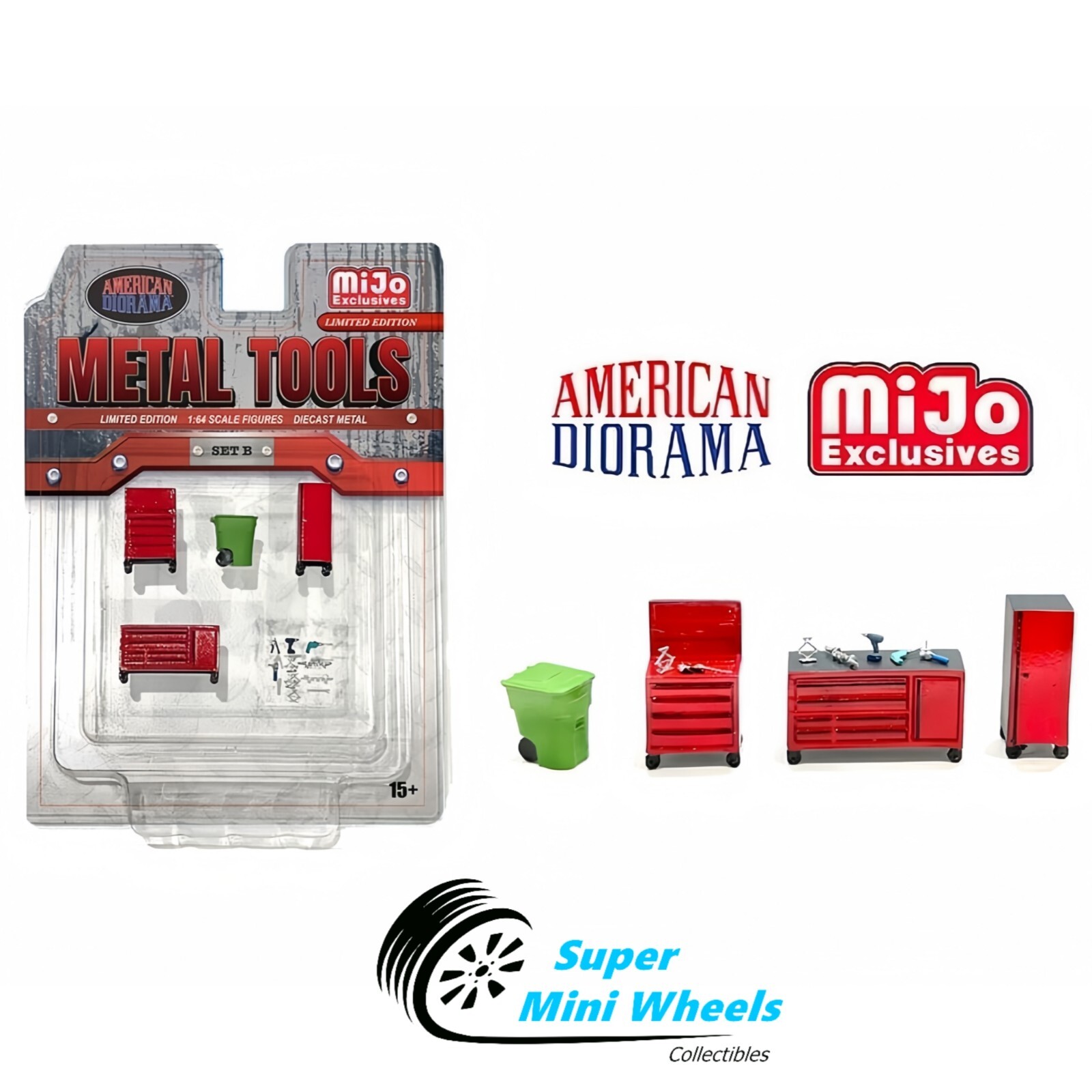 American Diorama 1:64 – Metal Tools Set B – 5 pcs Set – Metal