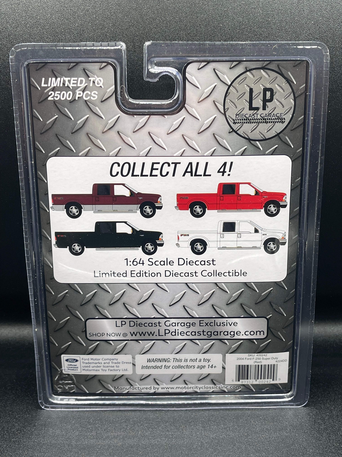 MOTORMAX 2004 Ford F-250 Truck Bright Red LP Exclusive 1:64 Diecast