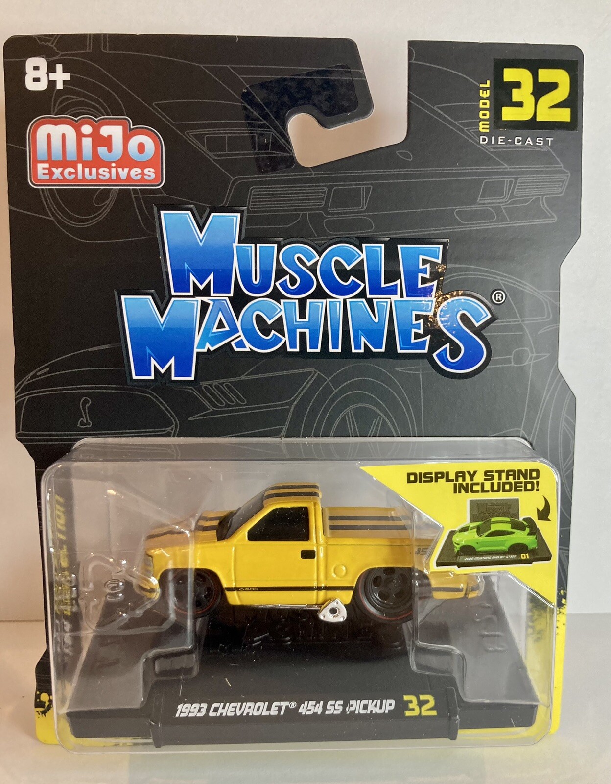1993 CHEVROLET 454 SS PICKUP YELLOW 1/64 DIECAST MODEL BY MUSCLE MACHINES 15572