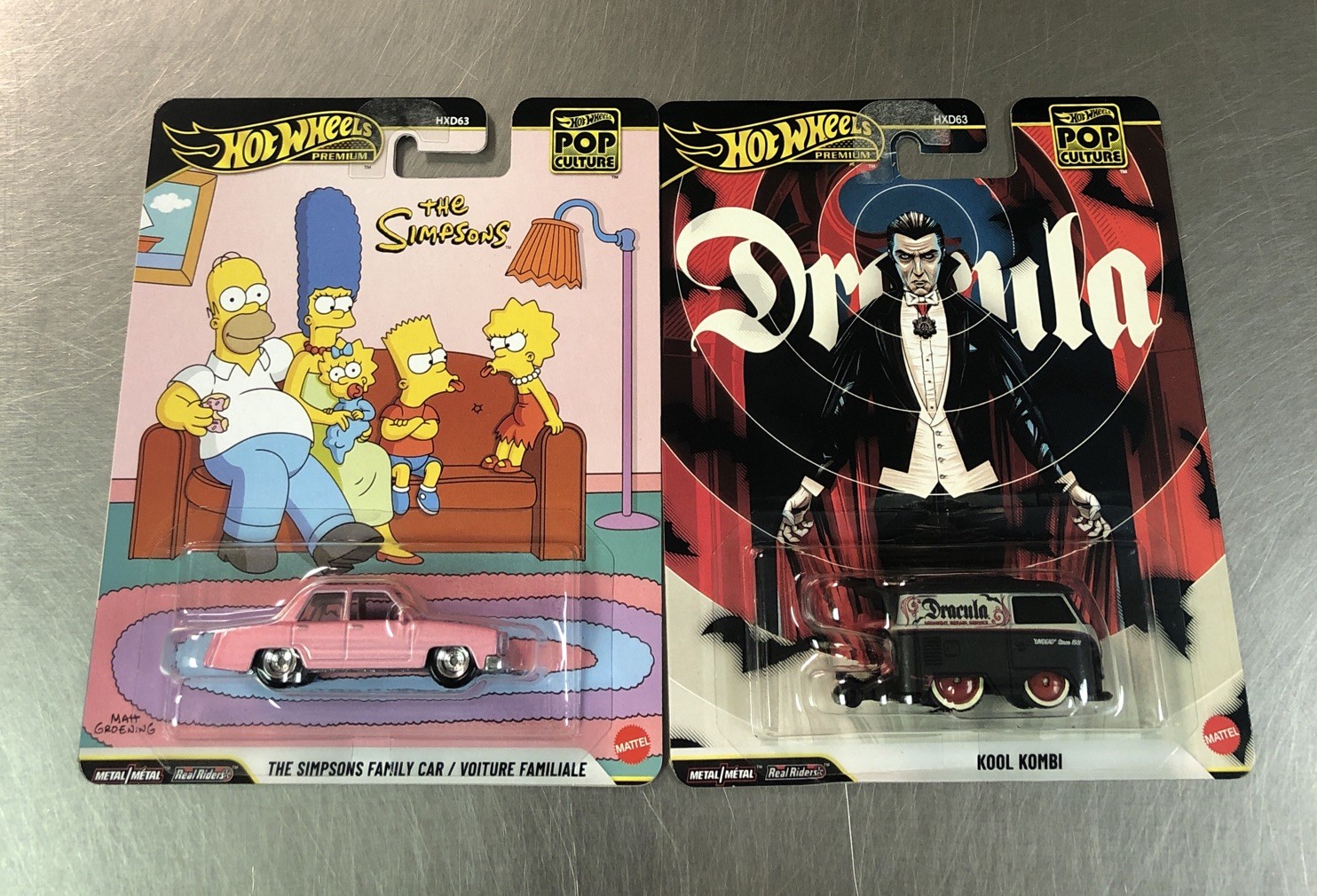 HOT WHEELS 2026 POP CULTURE THE SIMPSONS FAMILY CAR, DRACULA KOOL KOMBI LOT OF 2