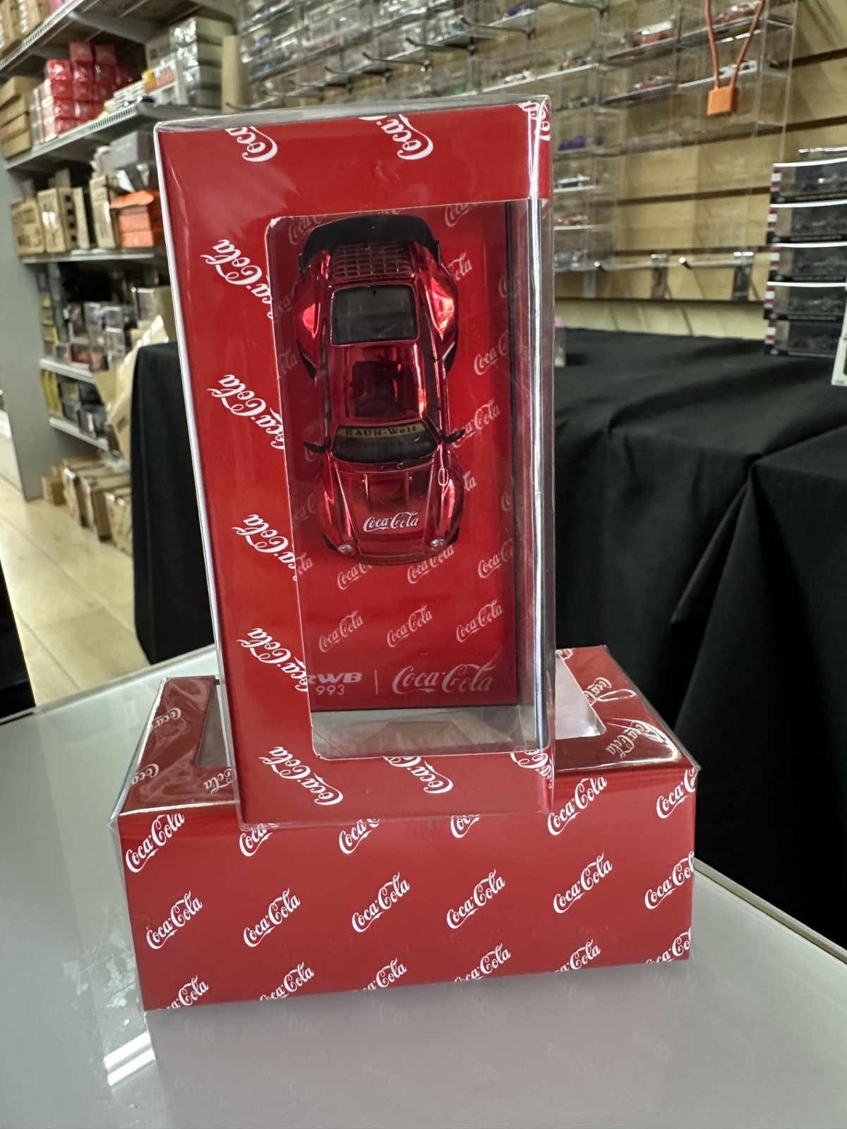 PORSCHE RWB 993 CHROME RED COKE COLA 1/64 DIECAST CAR MODEL BY FLAME MODELS