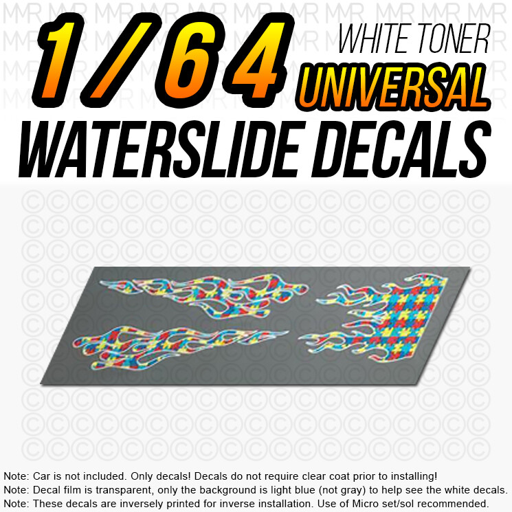 1/64 AUTISM FLAMES Custom White Toner Universal WaterSlide Decal for Hot
