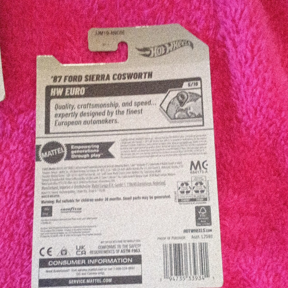 Hot Wheels HW Euro ’87 Ford Sierra Cosworth 1:64 Pink/White Diecast Unopened STH