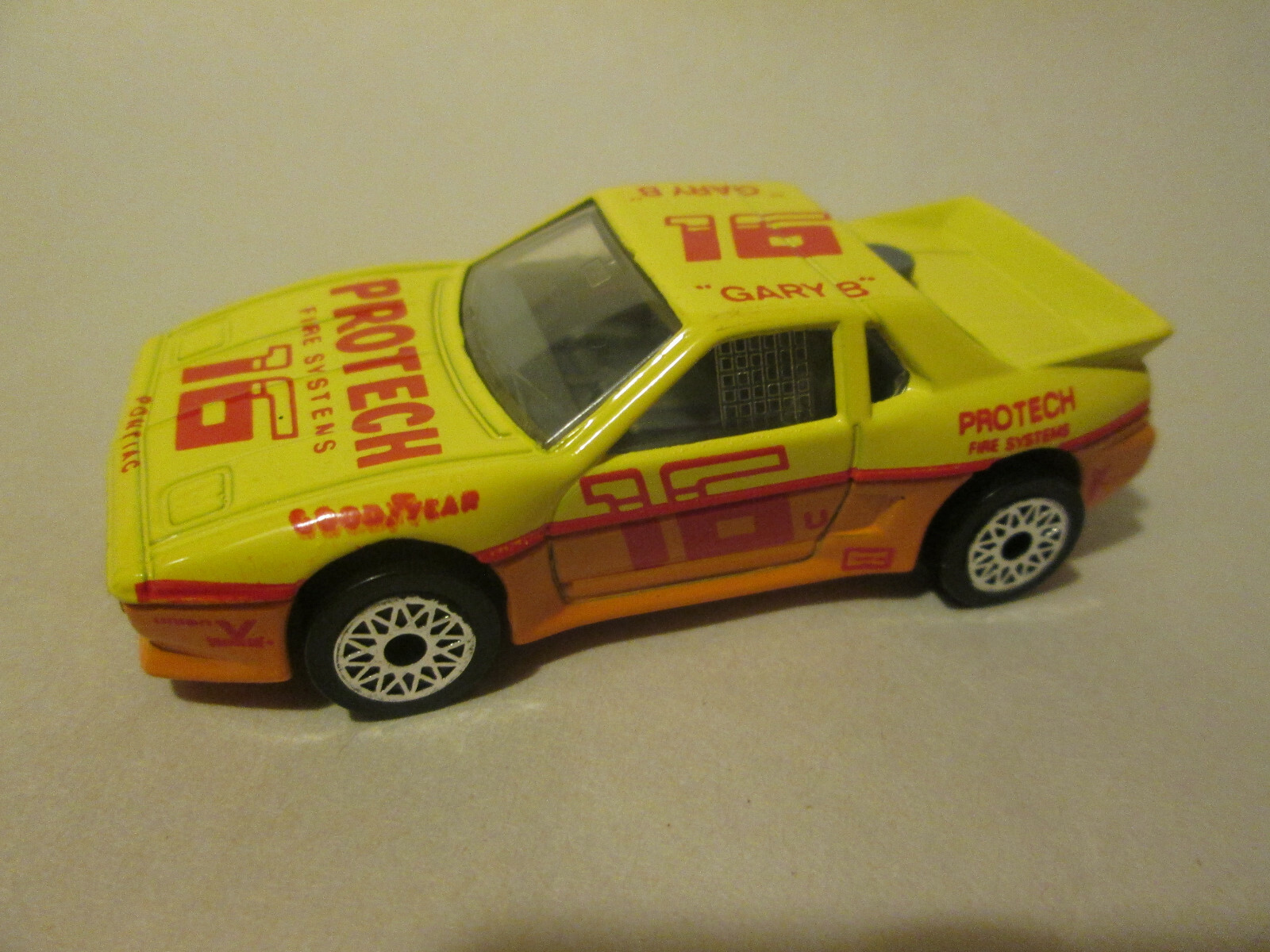 1985 Matchbox Pontiac Fiero Stock Car #2 Protech Fire Systems Gary B #16 Mint