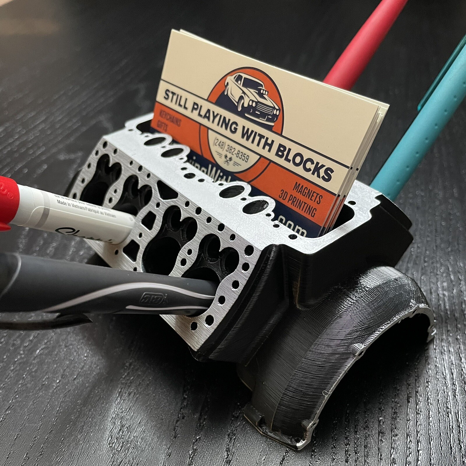 Ford Flathead V8 Business Card Holder & Pencil Holder – Ford Engine Block