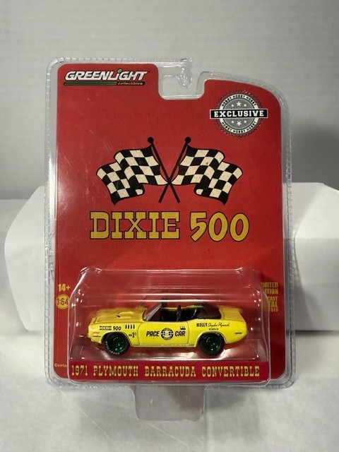 GREENLIGHT – GREEN MACHINE – 1971 PLYMOUTH BARRACUDA CONVERTIBLE – DIXIE 500