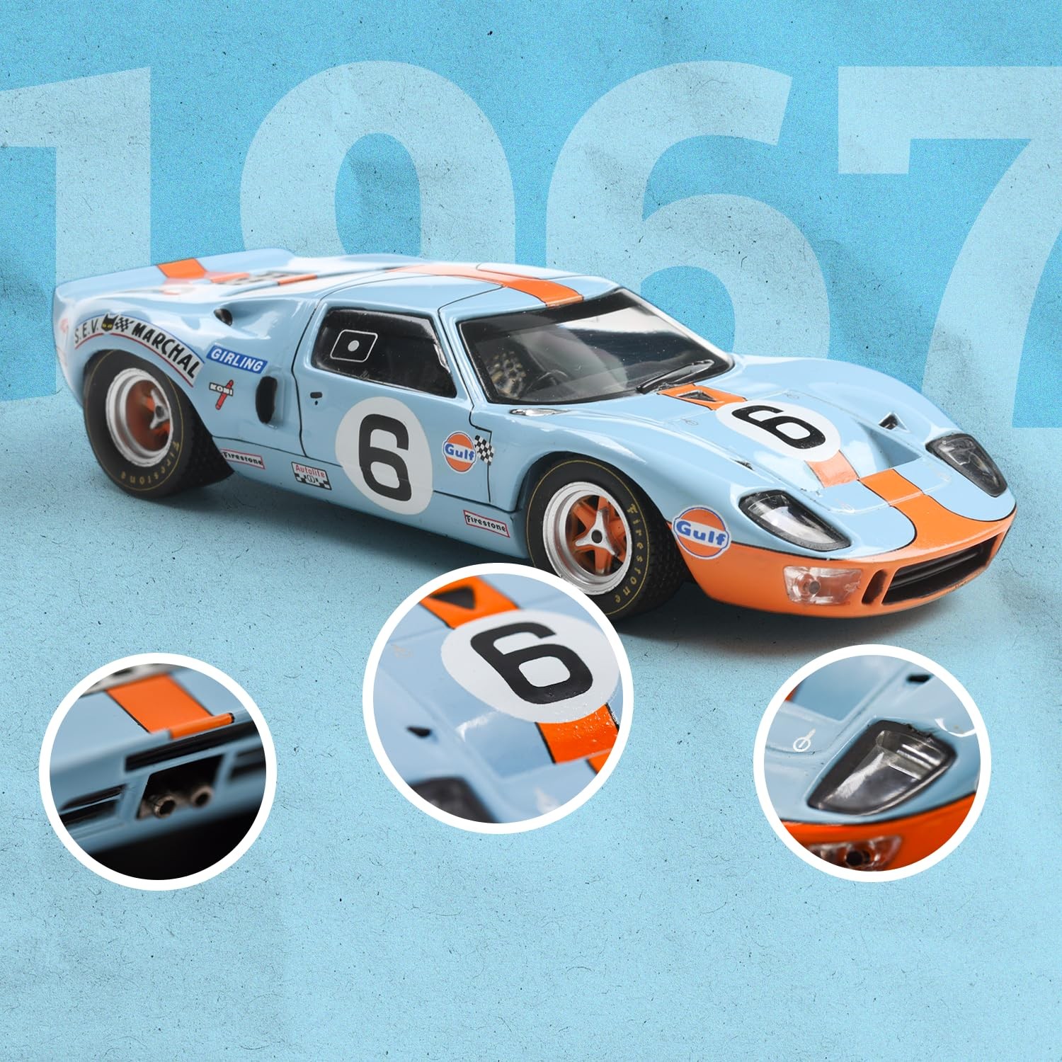 Classic 1:43 American GT40 MK 1 1967 Diecast Car – Collectible Legendary Vint…