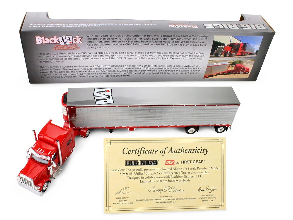 PETERBILT 589 W/SLEEPER & TRAILER BLACKJACK EXPRESS 1/64 DCP/FIRST GEAR 69-2170