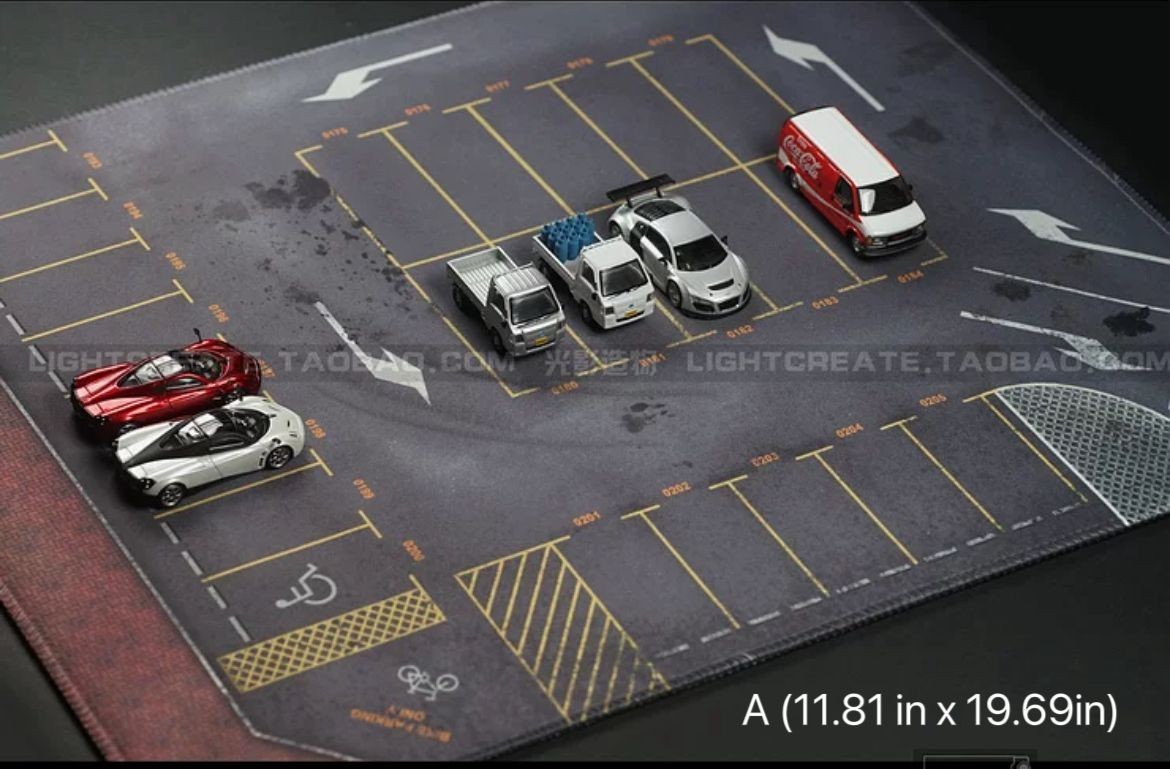 1:64 Parking Lot Mouse Pad Mat Model Car Vehicle Scene Display Large Garage Toys