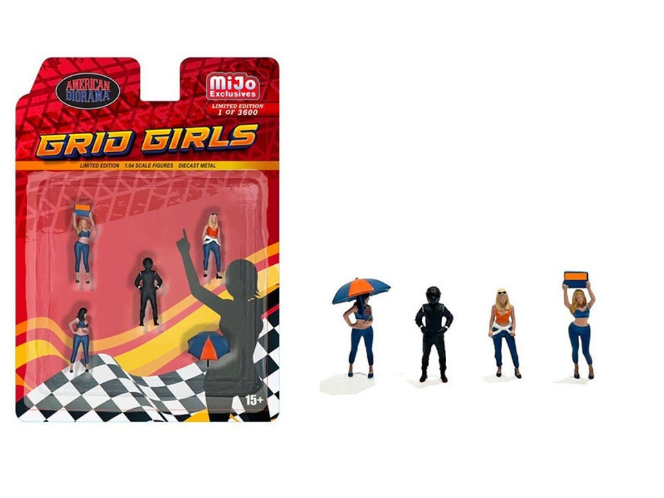 “GRID GIRLS” 5 PC DIECAST FIGURE SET FOR 1/64 SCALE BY AMERICAN DIORAMA 2406