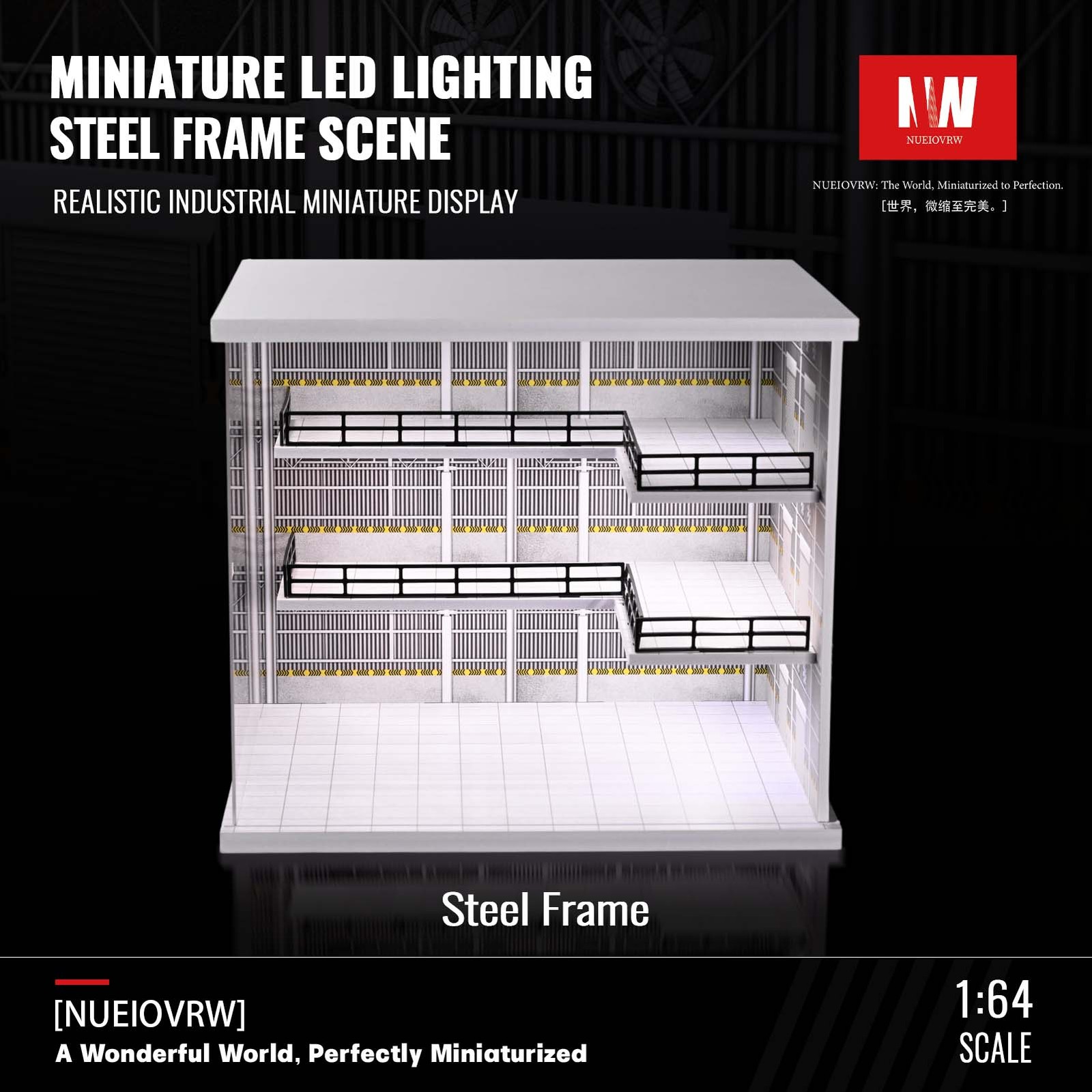 Diorama 1/64 Diecast Car Garage Model LED Street Building Multi-store Display US