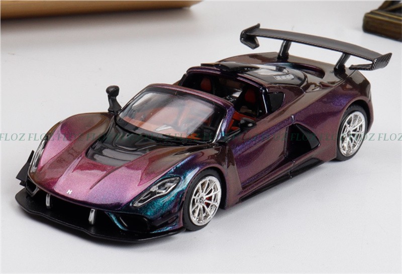 1:64 Rhino Model Hennessey Venom F5 LTD 499PCS color-changing purple w/ Figure
