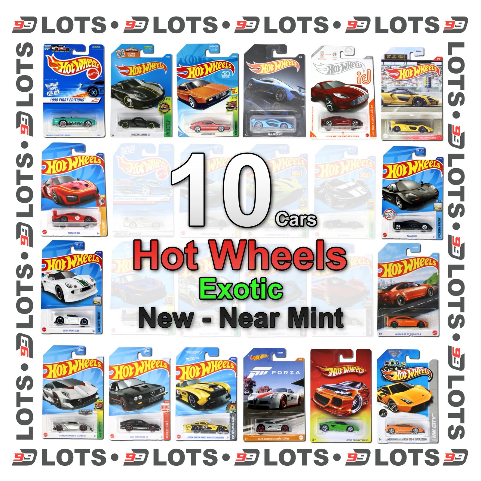 99Diecast Hot Wheels Lot – Exotics – New – Choose Your Lot Size