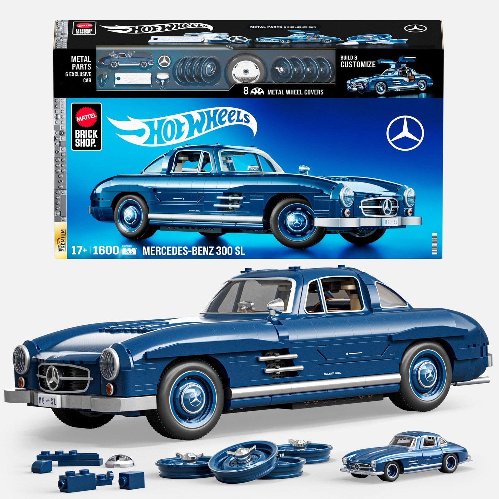 Mattel Brick Shop Hot Wheels Premium Series Building Set Mercedes-Benz 300 SL