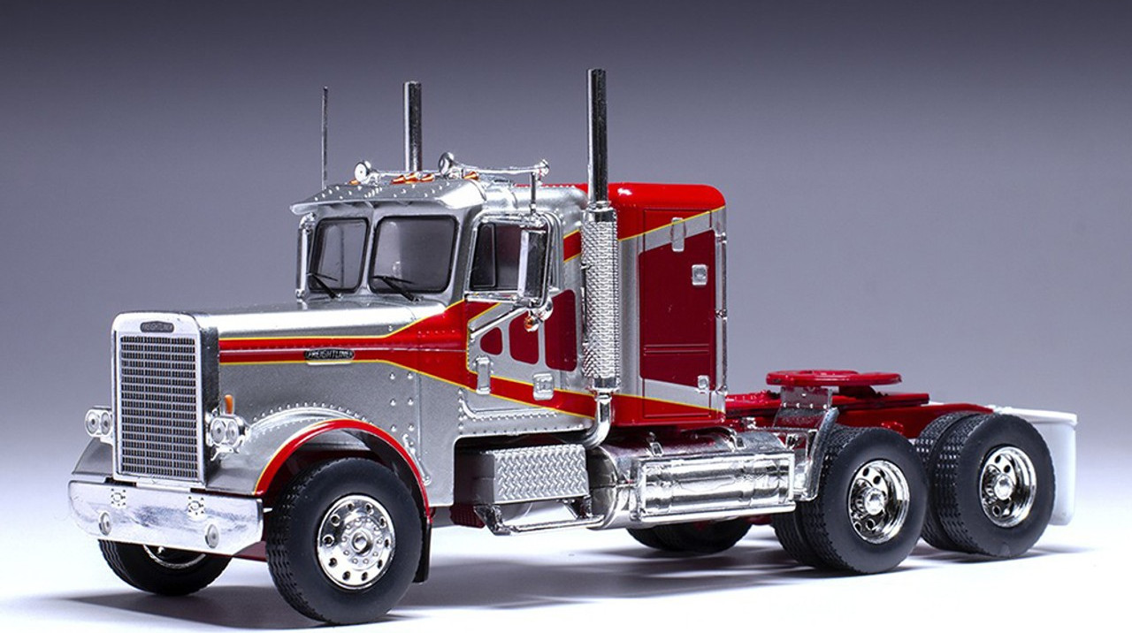 1977 Freightliner FLC 120 64T w/Sleeper Silver/Red in 1:43 scale by IXO