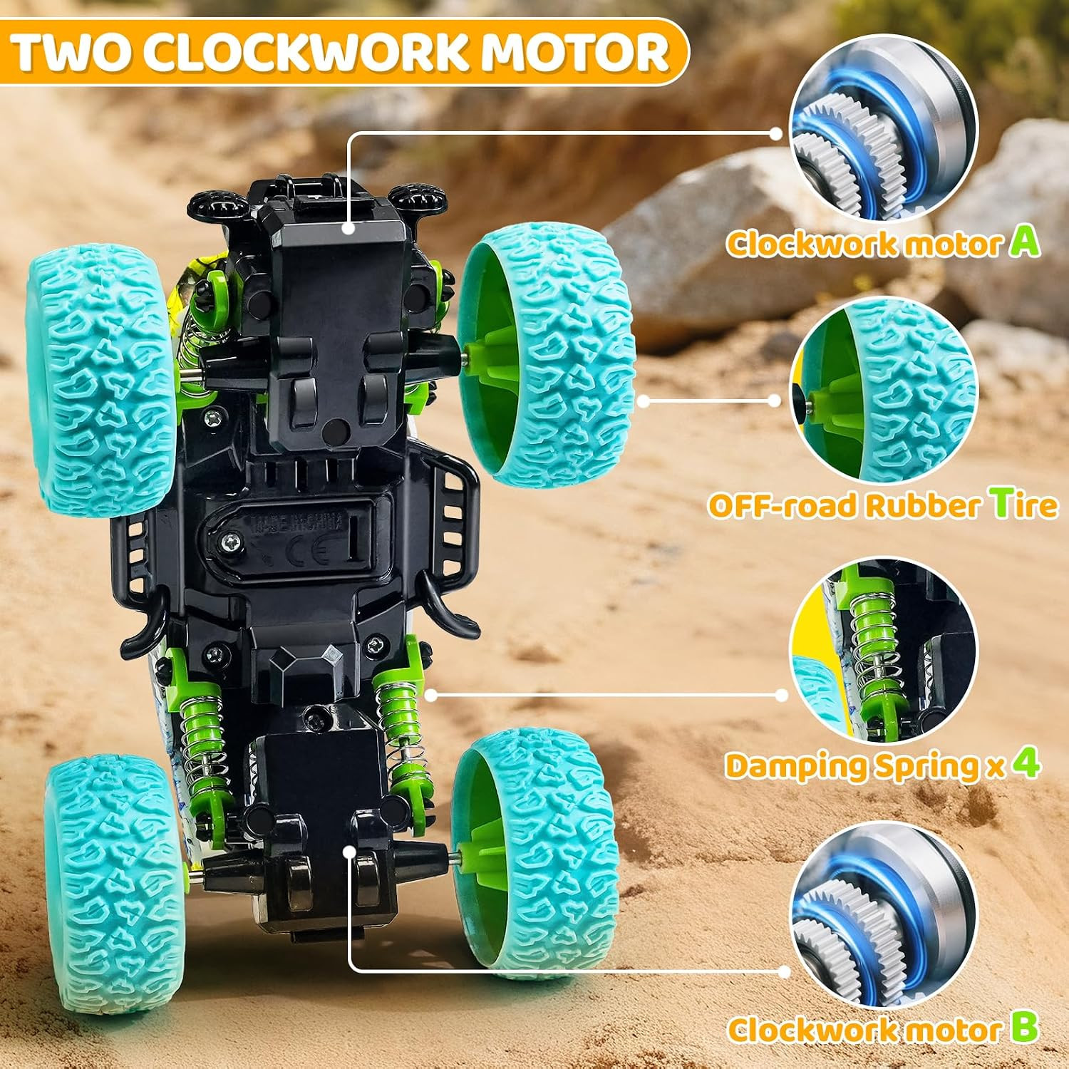 Beestech 6.3 Inch Monster Truck Toys for Boys 3 4 5 6 7 Years Old, Pull Back Fri