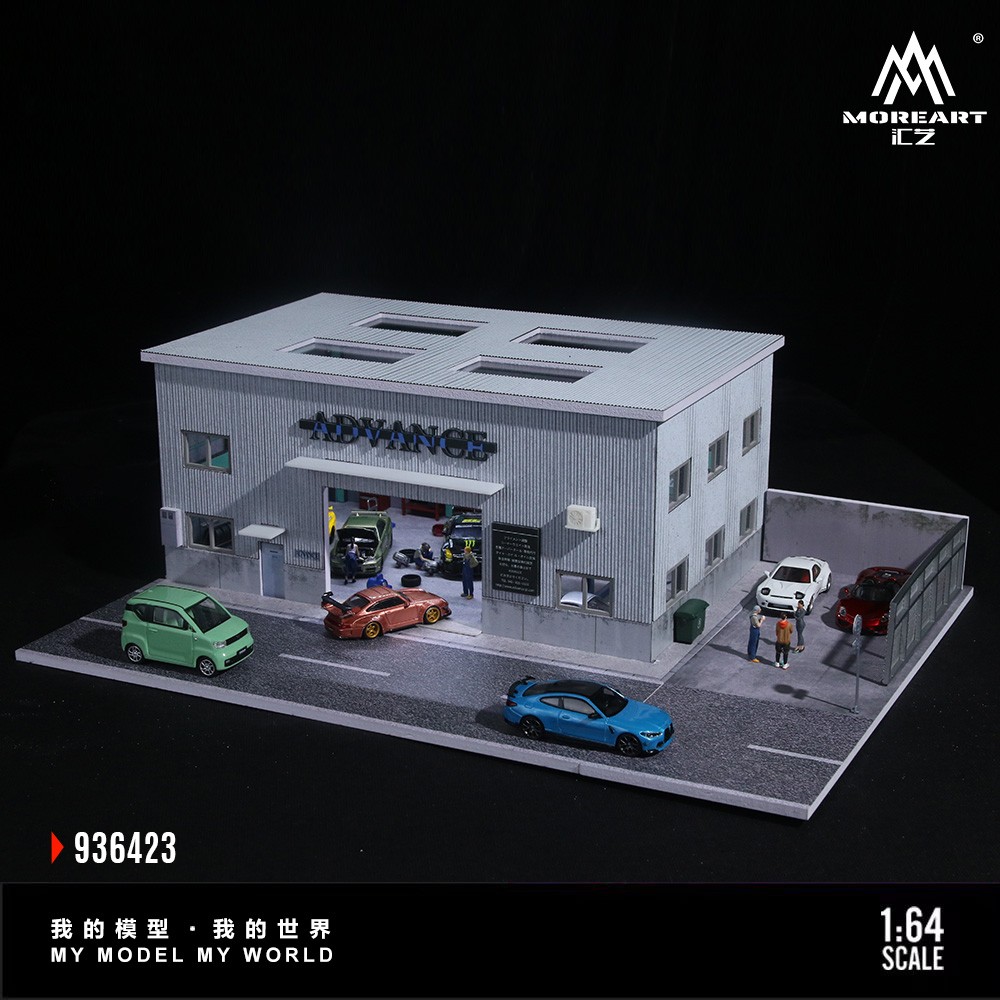 1 /64 Diorama Diecast Garage Model LED Lighting Model Car Display Case Building
