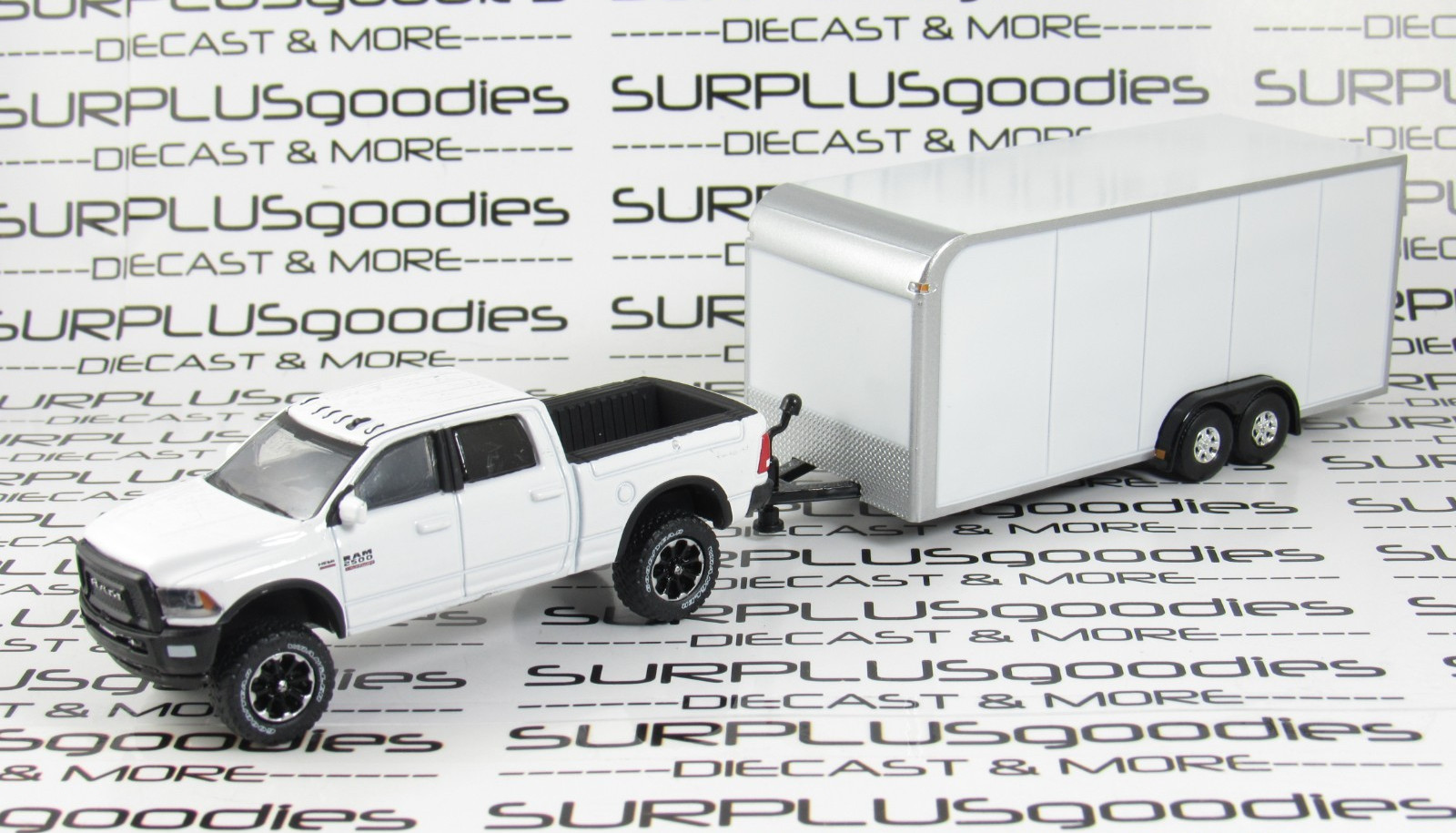Greenlight LOOSE White 2017 DODGE RAM 2500 POWER WAGON w/White Enclosed Trailer