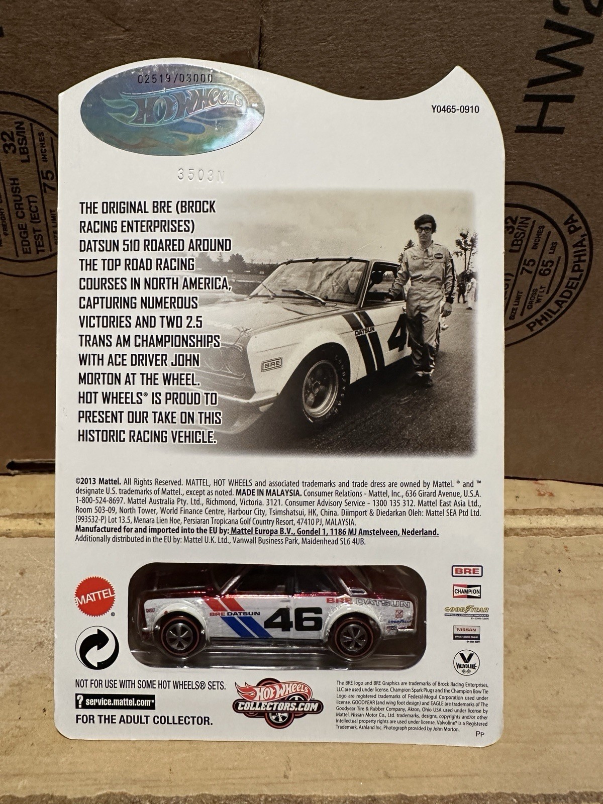 HW 2013 RLC Series 12 – BRE Datsun Bluebird 510 #2519 of 3000- 3 Autographs Rare