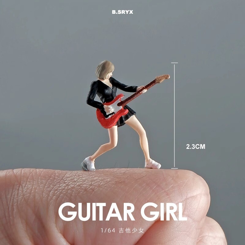 1/64 Scale Drum Kit Band Singer Guitar Player Miniature Figure Model Scene Props
