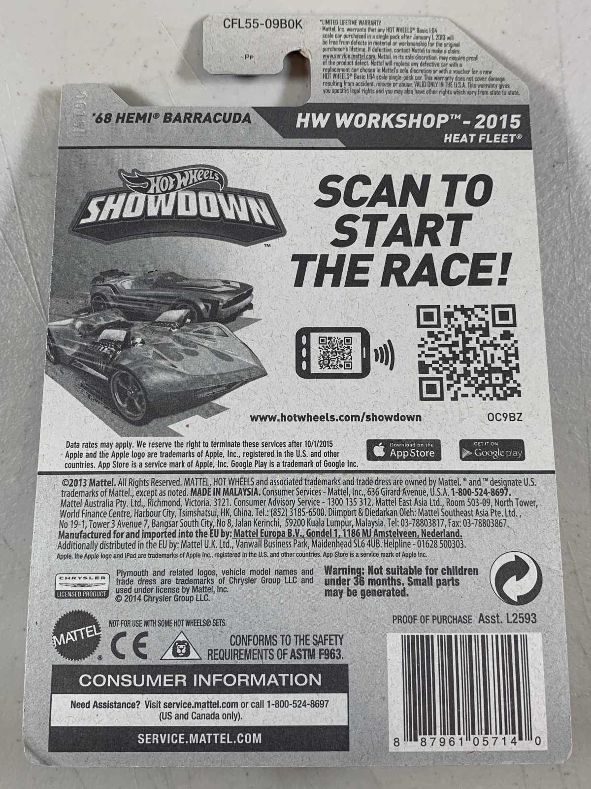 READ! Hot Wheels ’68 Hemi Barracuda HW Workshop 213/250 w/ Package Wear