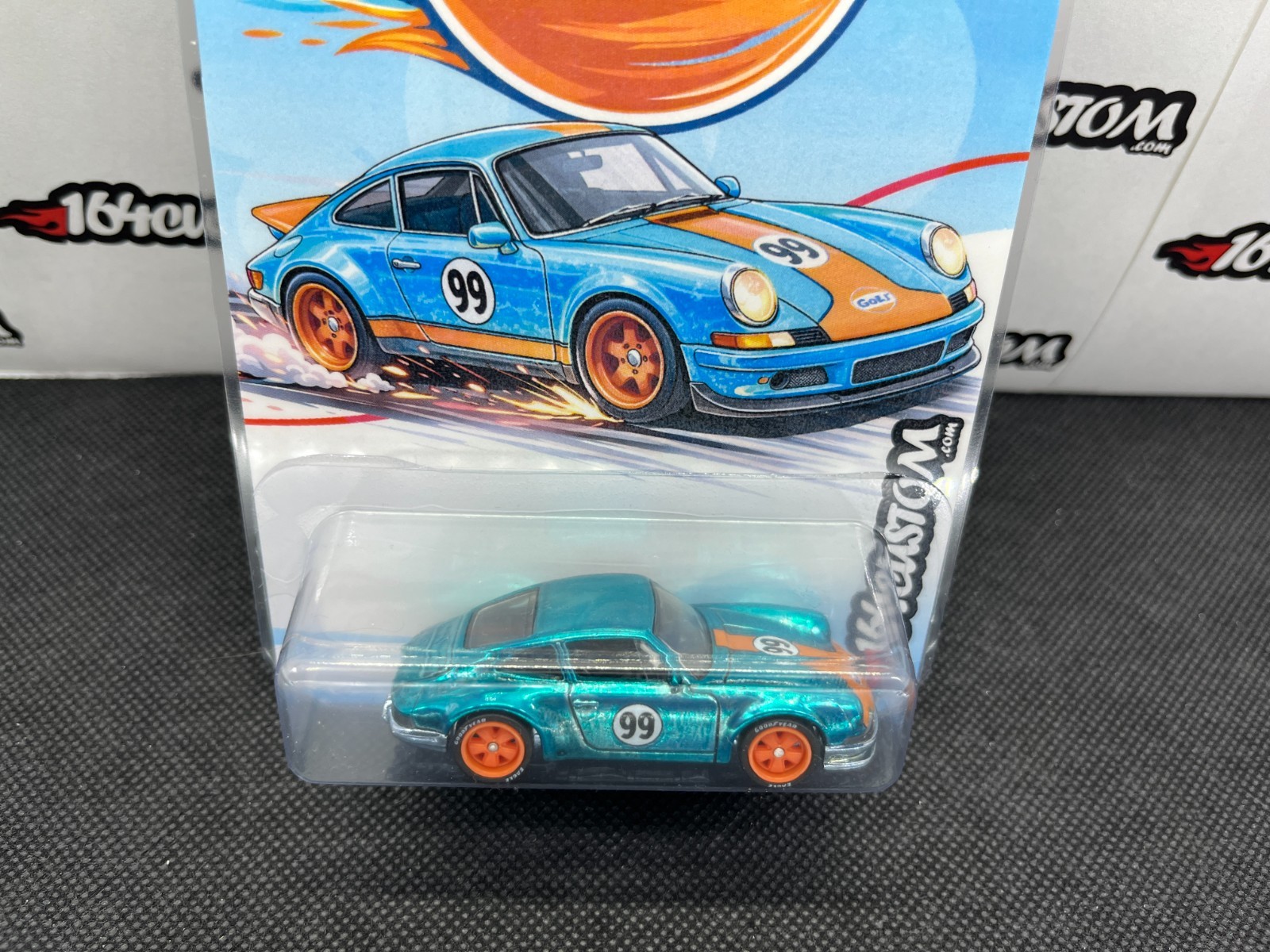 Hot Wheels Porsche 911 Gulf Racing – Custom PATINA spectraflame aqua – LOOK