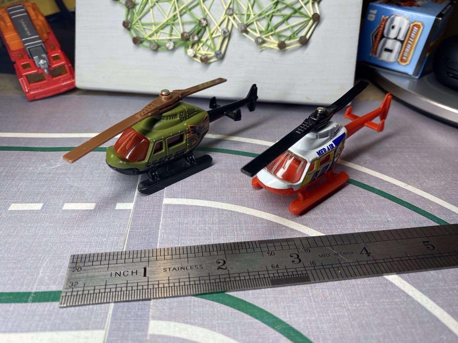Matchbox 2 X 1998 Rescue Helicopter, Chopper, Police, Fire, Medic Air, 911