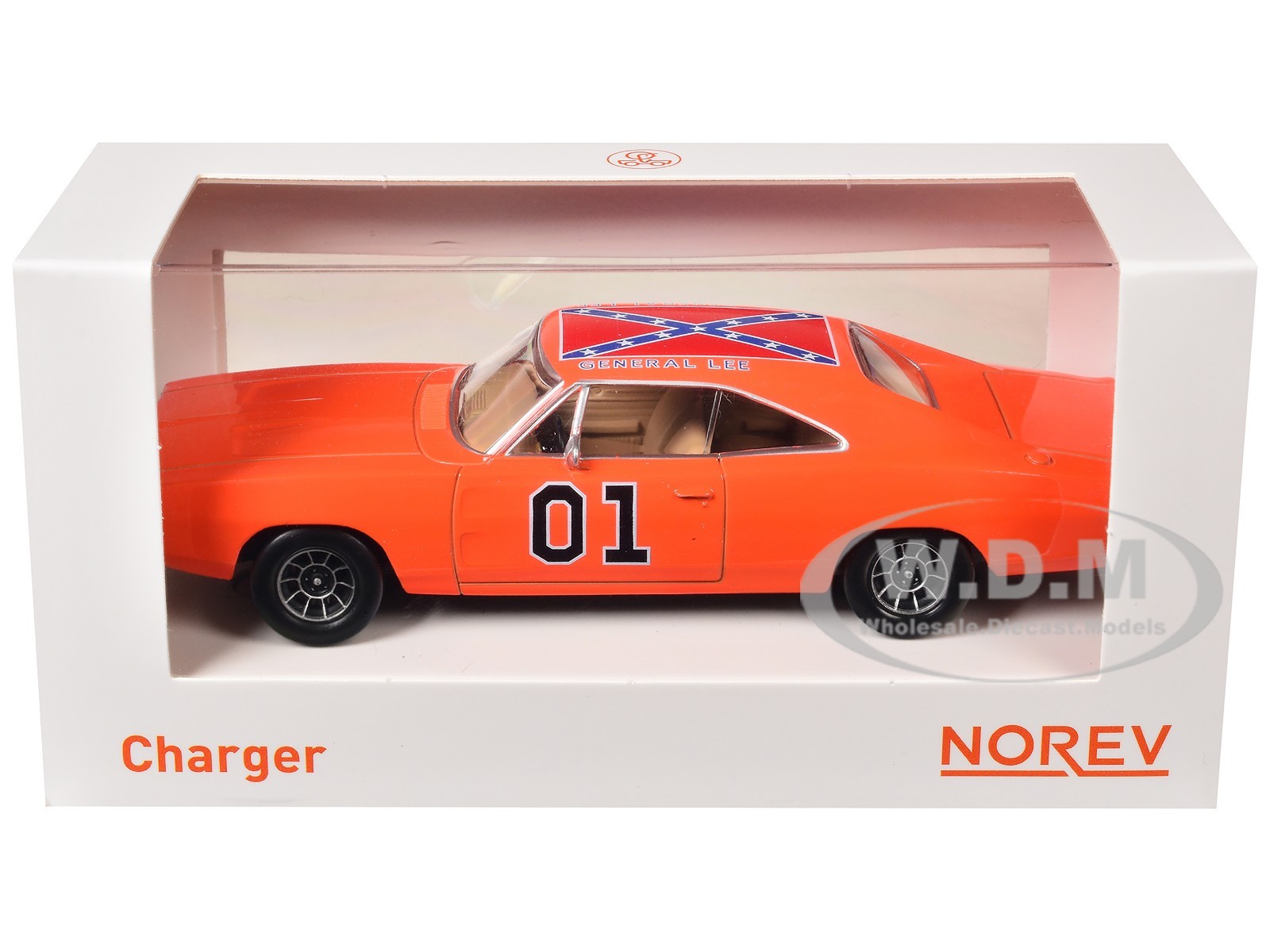 1969 DODGE CHARGER #01 “GENERAL LEE” ORANGE 1/43 DIECAST MODEL BY NOREV 950003