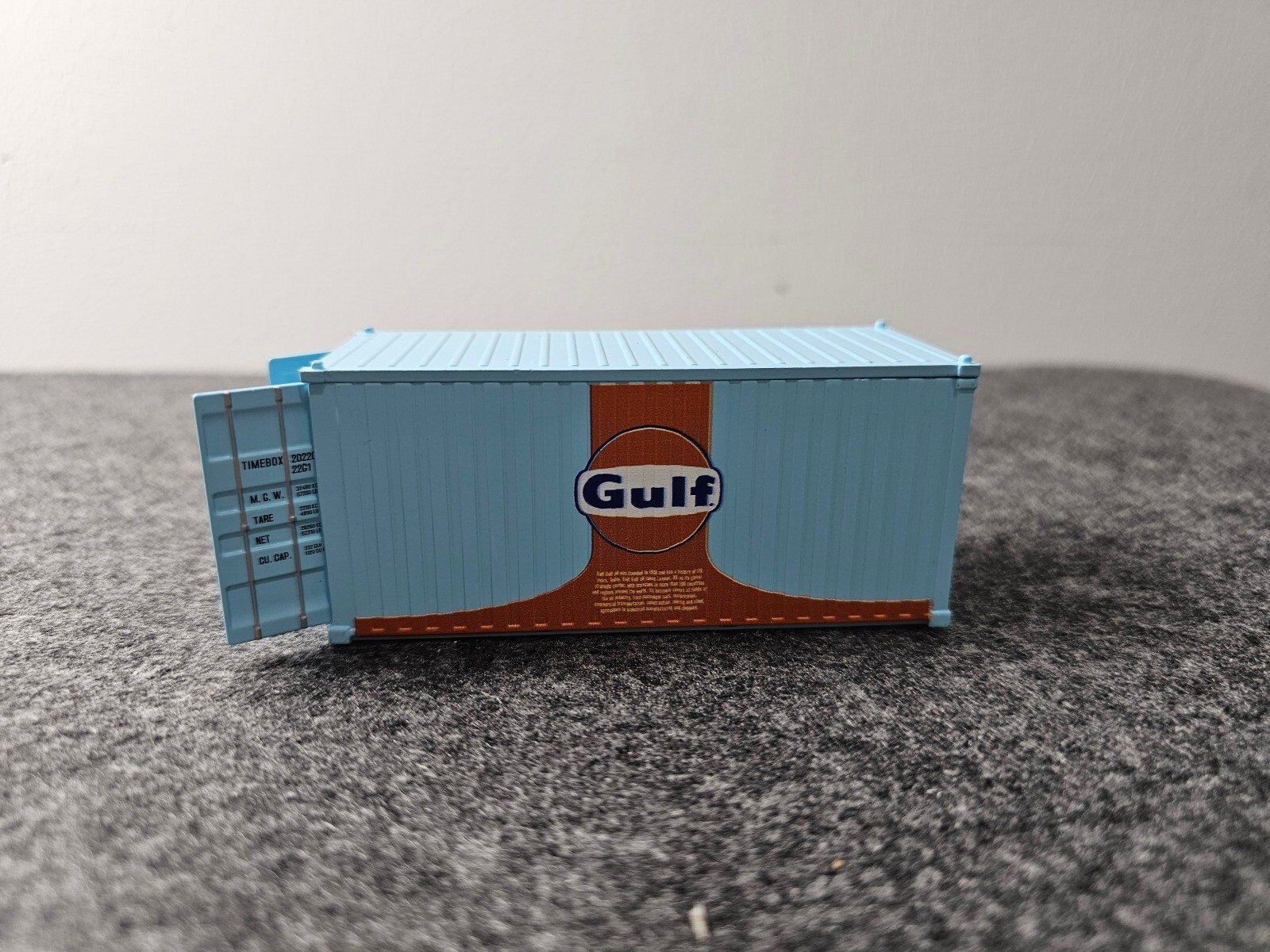 1:64 Alloy Gulf Painted 20′ Container Box Model Miniature Scene Barn Door Open