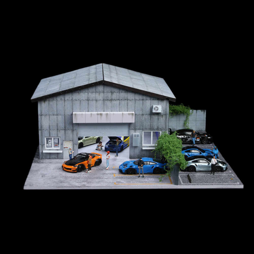 1/64 Scale Diorama Diecast Light‑Up LED Repair Shop Building Display Model