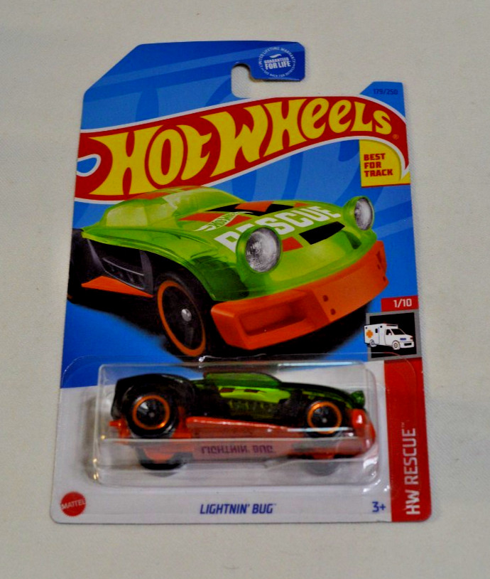 HOT WHEELS 2023 HW RESCUE 1/10 – LIGHTNIN’ BUG CLEAR GREEN , BLACK AND ORANGE