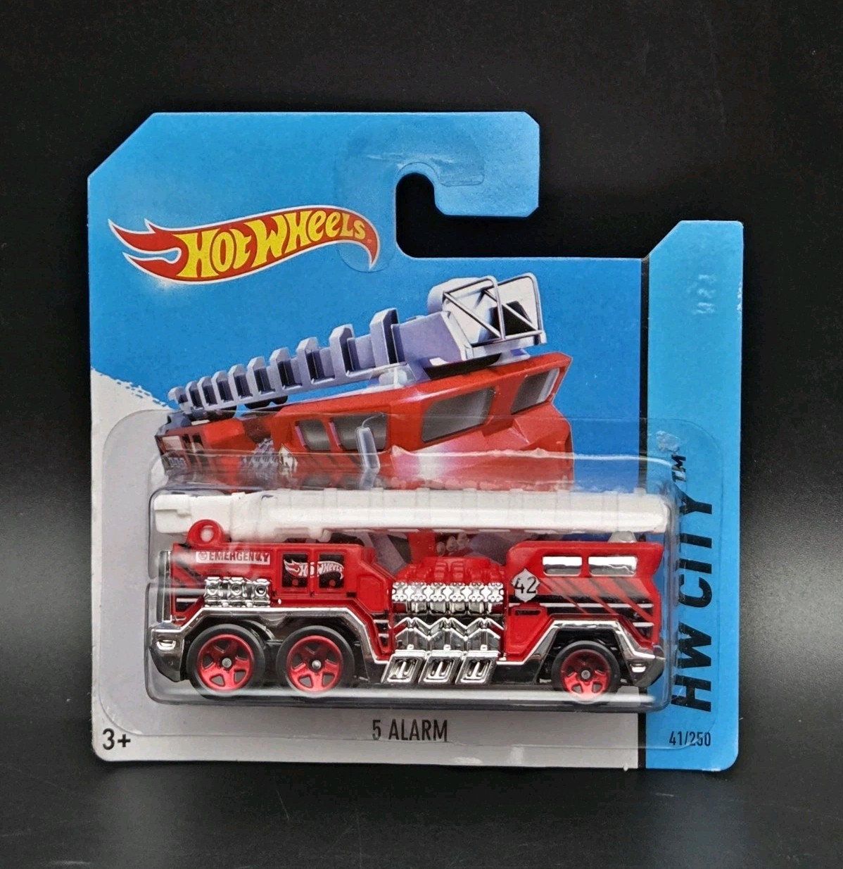 Hot Wheels #41 HW City-Rescue 5 ALARM Fire Engine Red Short Card