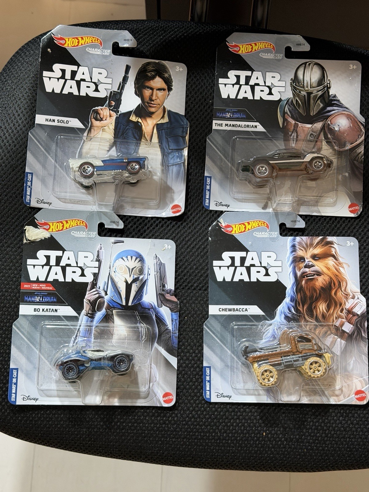 Hot Wheels Star Wars Character Cars Diecast Lot of 4 Han Solo & More Unopened