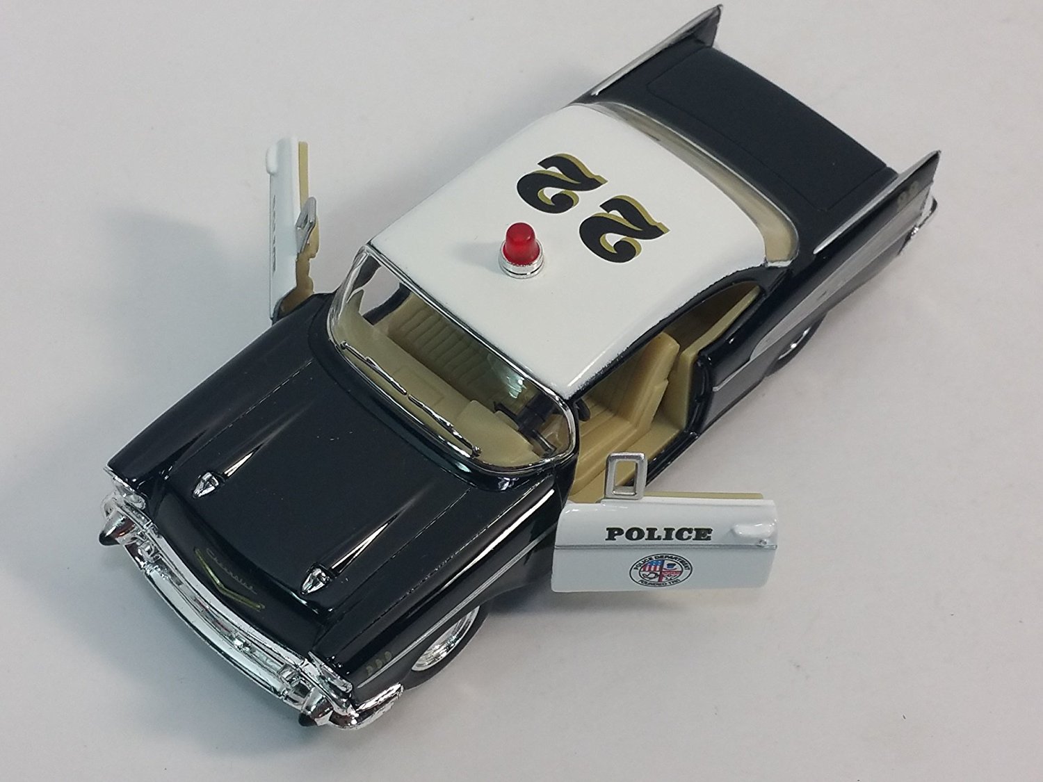 New 5″ Kinsmart 1957 Chevrolet Bel Air Police Car 1:40 Chevy Cop Diecast Model