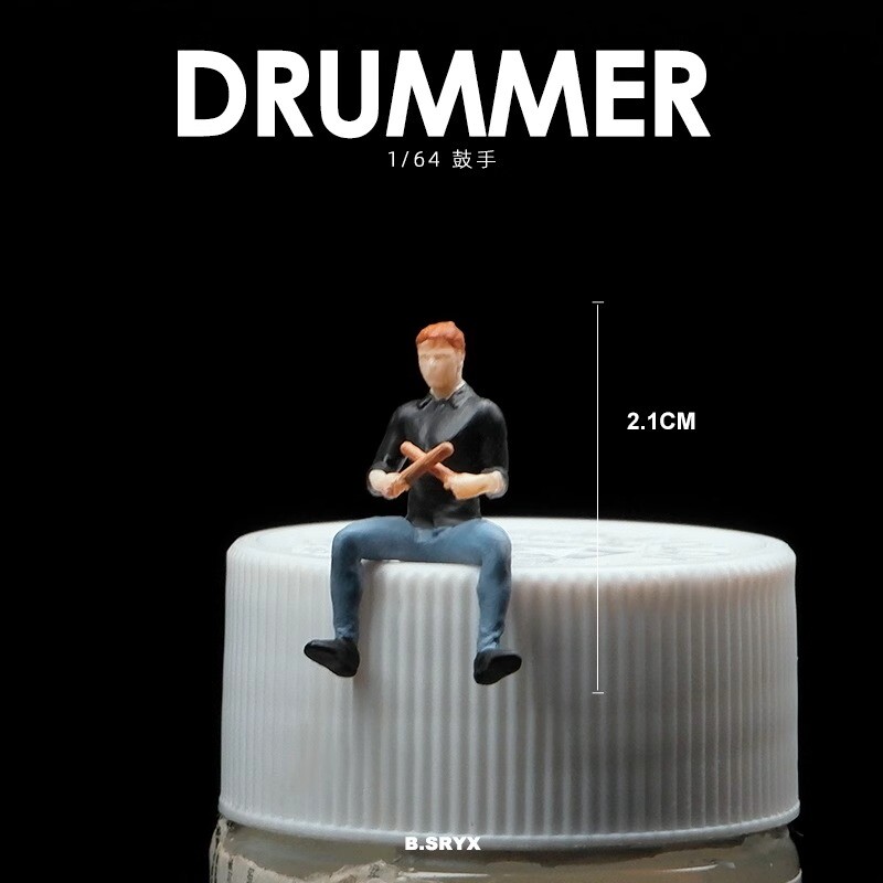 1/64 Scale Drum Kit Band Singer Guitar Player Miniature Figure Model Scene Props