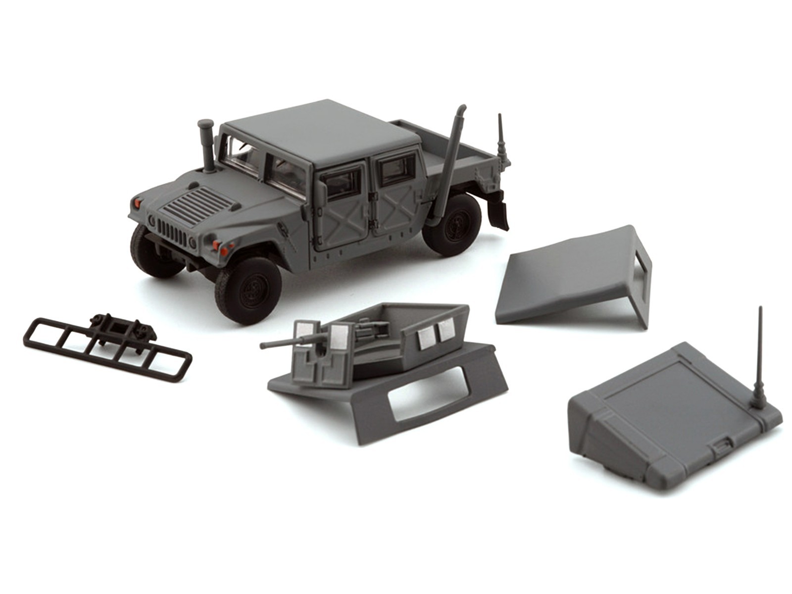 HUMVEE 4-CT MILITARY VEHICLE MATT GRAY 1/64 DIECAST BY BM CREATIONS 64B0461