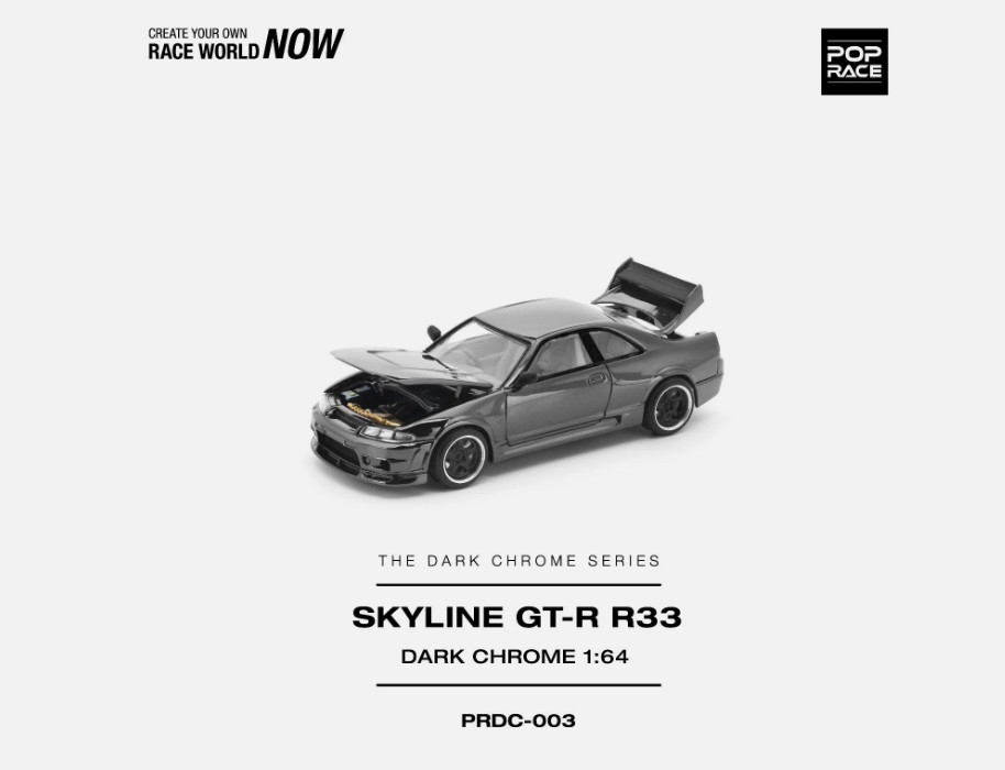 Pop Race Nissan Skyline GT-R R33 Dark Chrome PRDC003 1/64